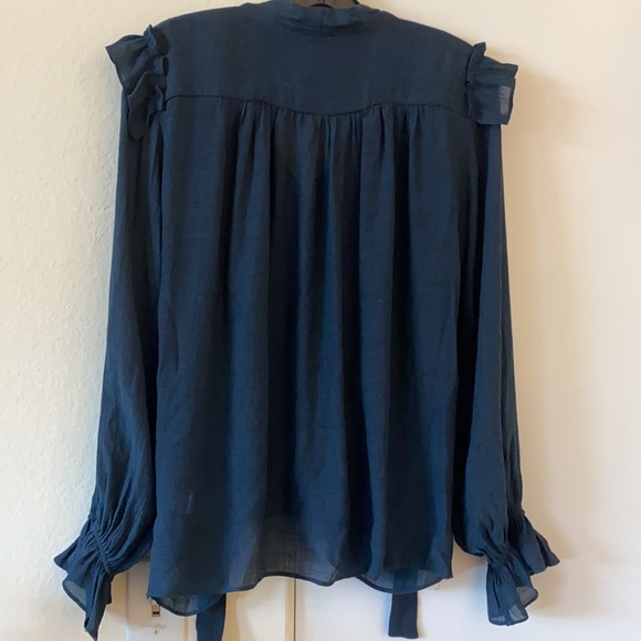 VICI COLLECTION Cool Meadow Ruffle Tie Top - Ocean Dip - Picture 3 of 3